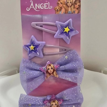 طقم مشابك شعرمع فيونكة ANGEL