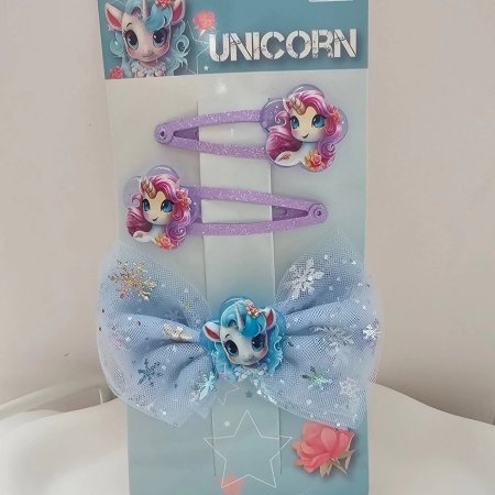 طقم مشابك شعرمع فيونكة UNICORN